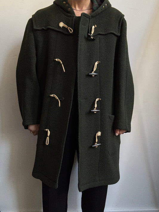 Vintage Green Hooded Jacket With Plaid Lining Size X-Large