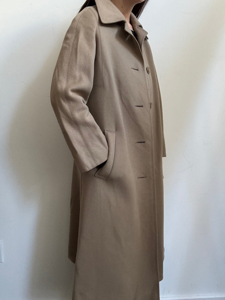 Vintage Tan Wool Structured Buttoned Coat Size Small
