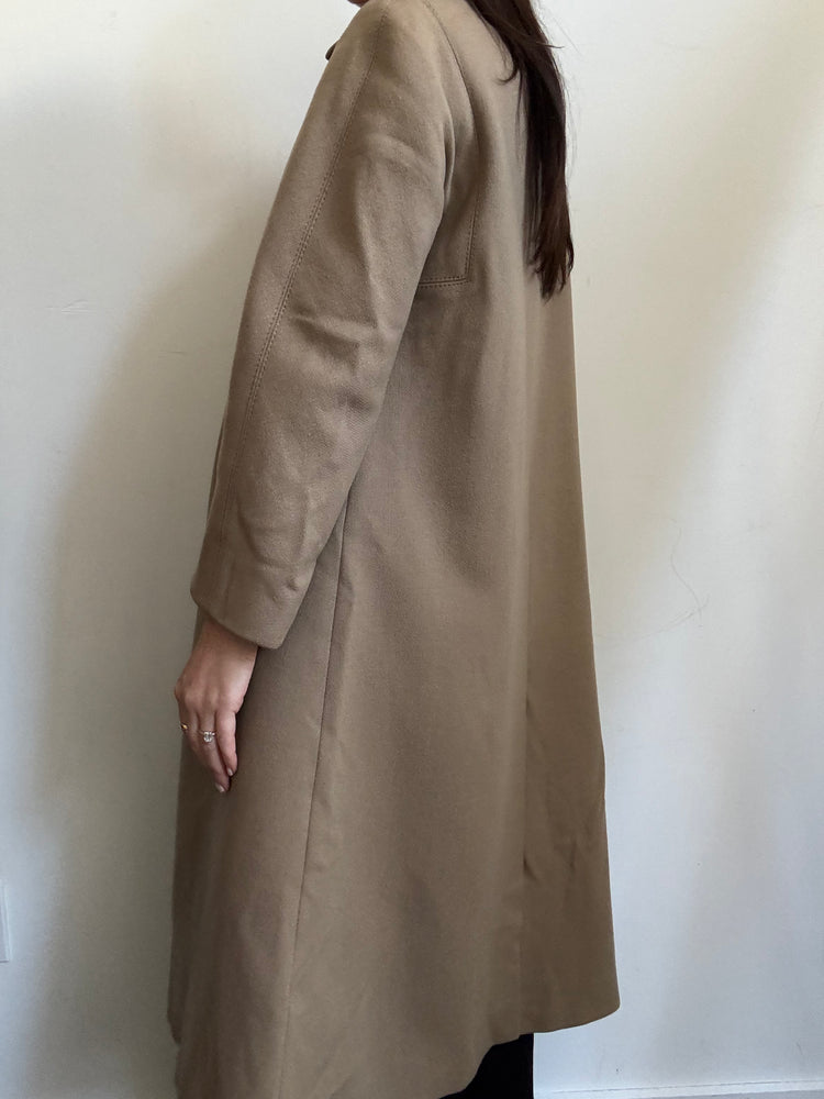 Vintage Tan Wool Structured Buttoned Coat Size Small