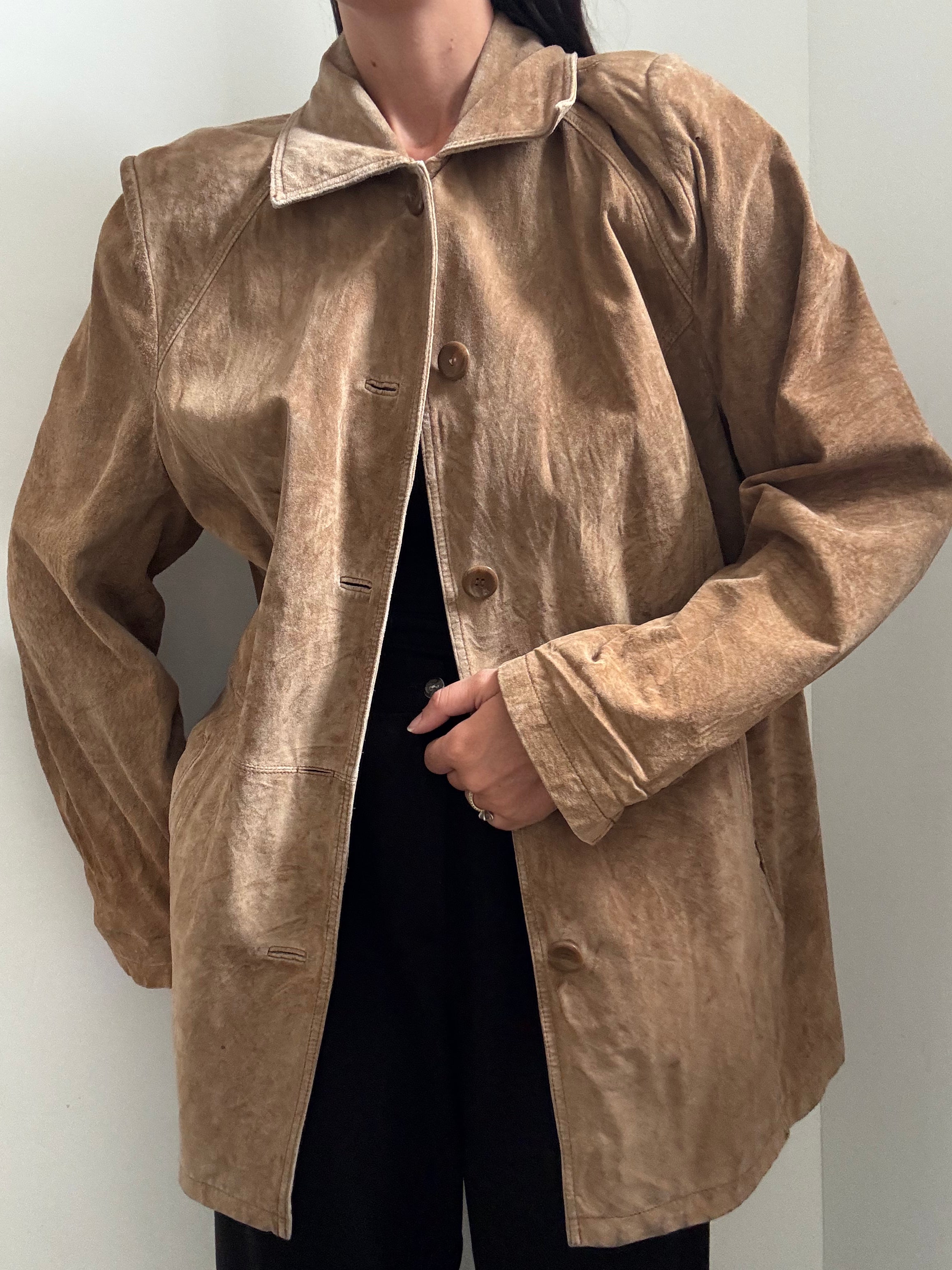 Vintage Brown Suede Collared Jacket Size XL