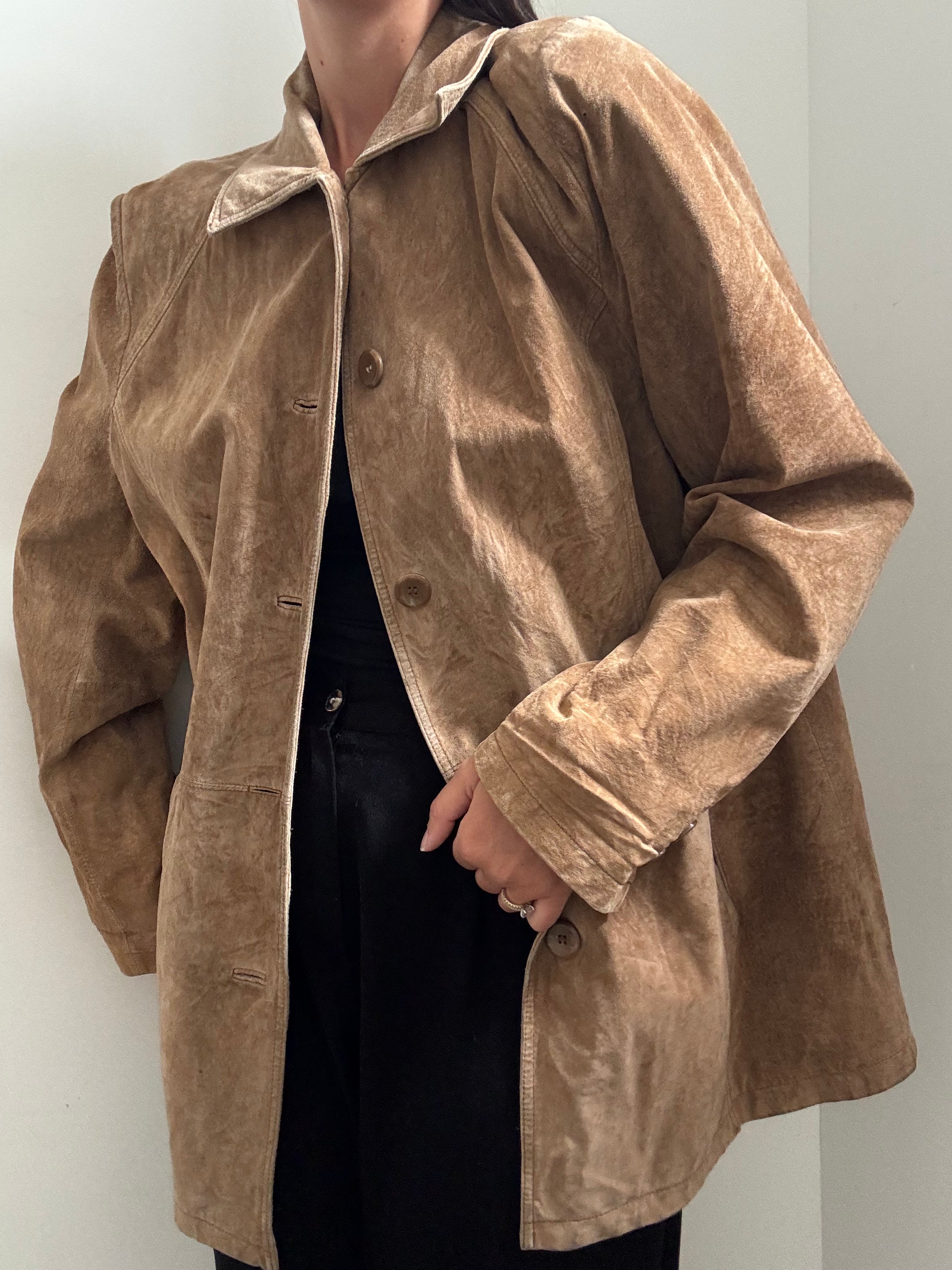 Vintage Brown Suede Collared Jacket Size XL