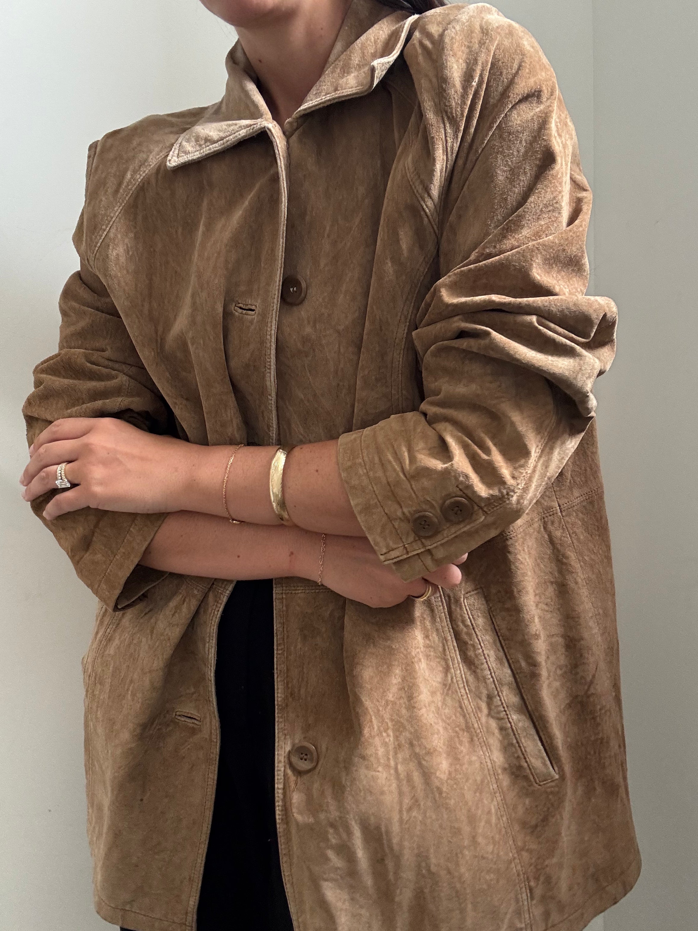 Vintage Brown Suede Collared Jacket Size XL
