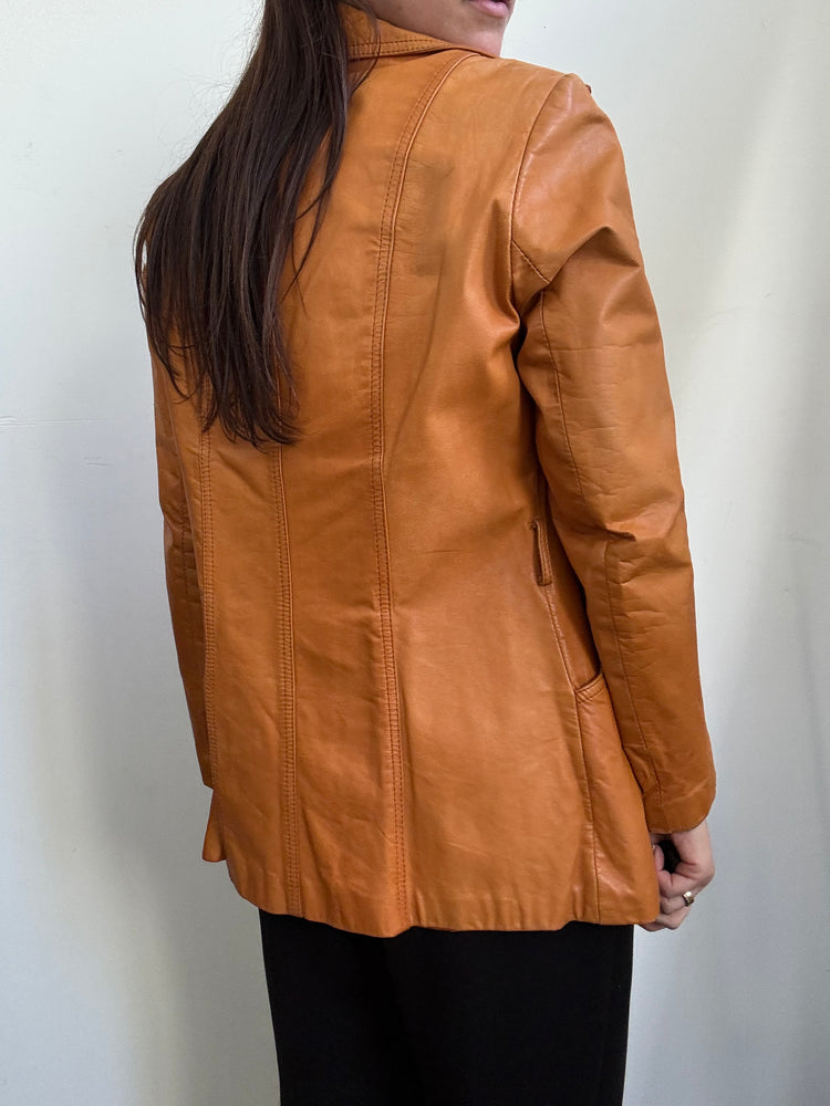 Vintage Carmel Leather Jacket Size XS