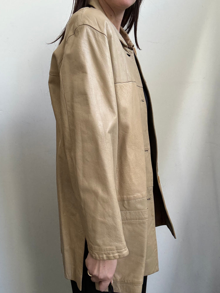 Vintage Light Tan Leather Jacket Size M