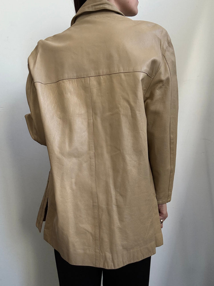 Vintage Light Tan Leather Jacket Size M