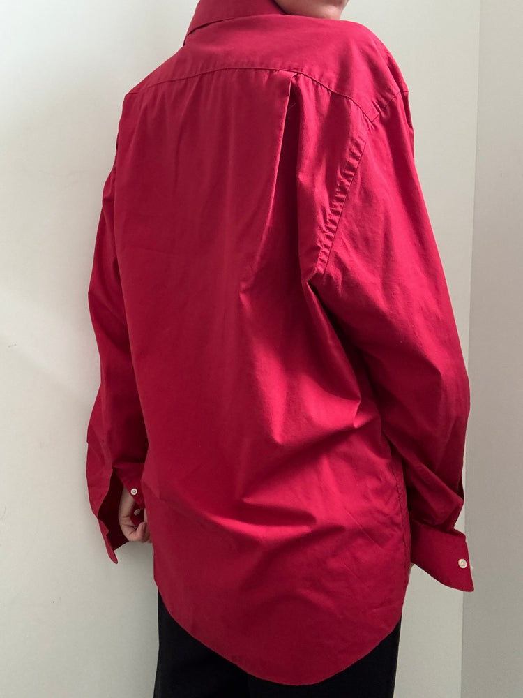 Vintage Red Cotton Blend Button-Up Size XL
