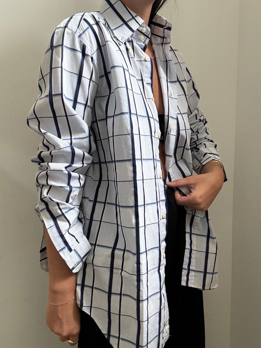 Vintage Etro Blue Checked Button-Up Size Medium