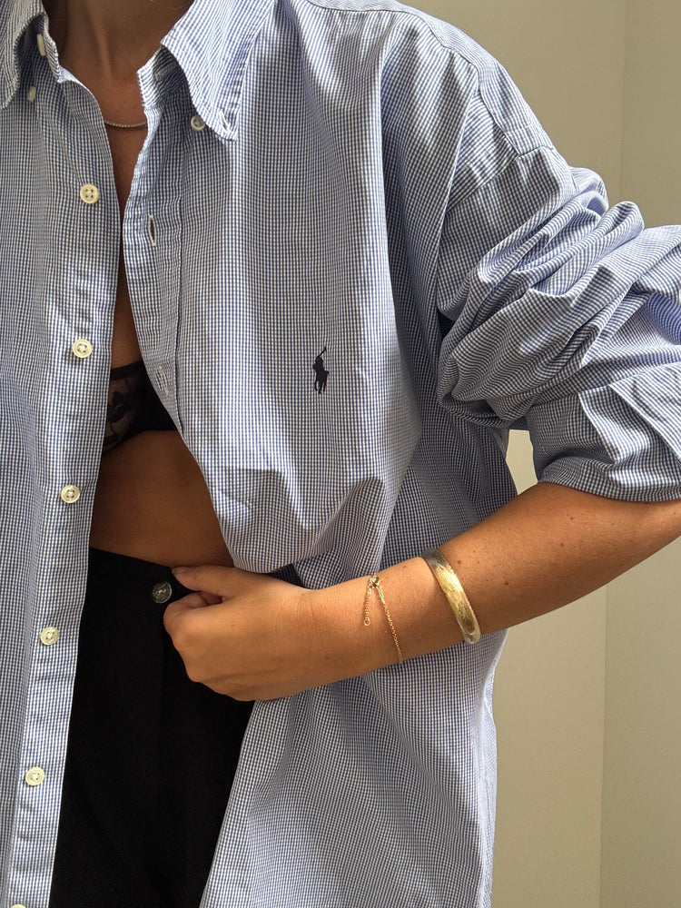 Vintage RL Blue Cotton Gingham Button-Up Size XL