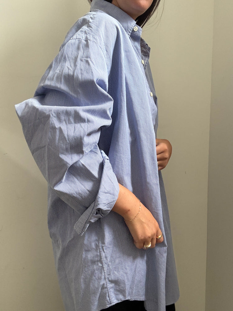 Vintage RL Blue Cotton Gingham Button-Up Size XL