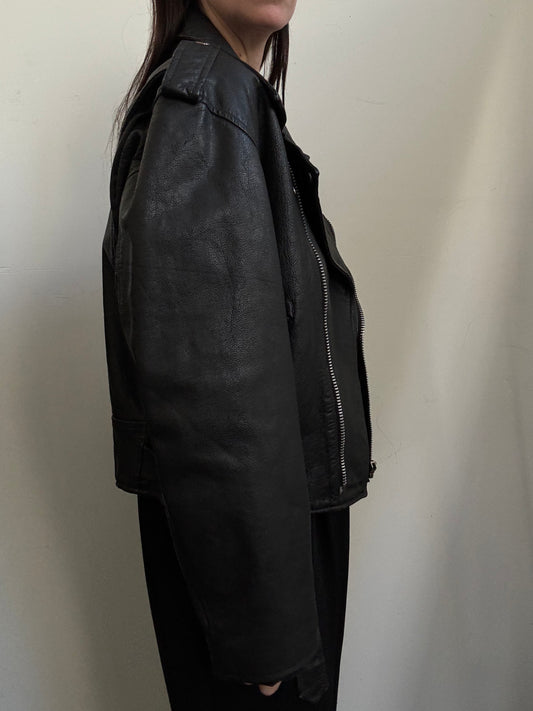 Vintage Moto Leather Bomber in Size L