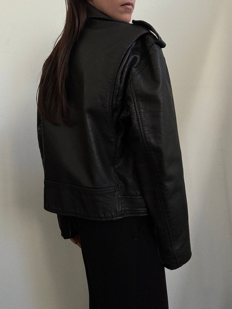 Vintage Moto Leather Bomber in Size L