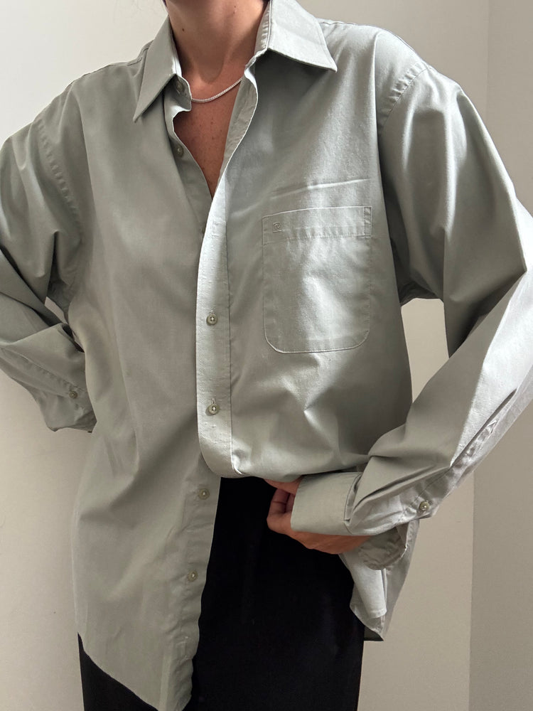 Vintage Pierre Cardin Ash Gray Cotton Blend Button-Up Size Large