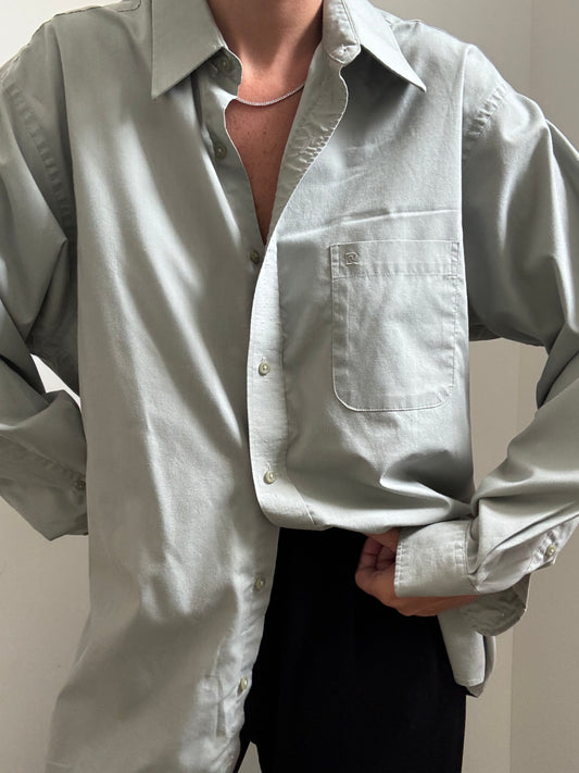 Vintage Pierre Cardin Ash Gray Cotton Blend Button-Up Size Large