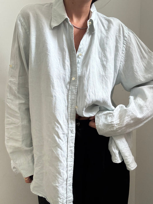 Vintage Ralph Lauren Linen Teal Button-Up Size XL