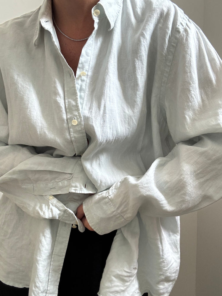 Vintage Ralph Lauren Linen Teal Button-Up Size XL