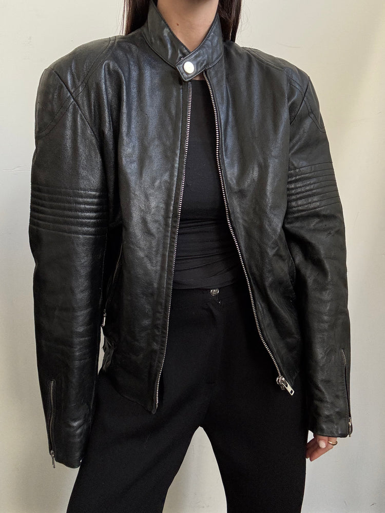 Vintage Italian Black Racing Jacket Size Small
