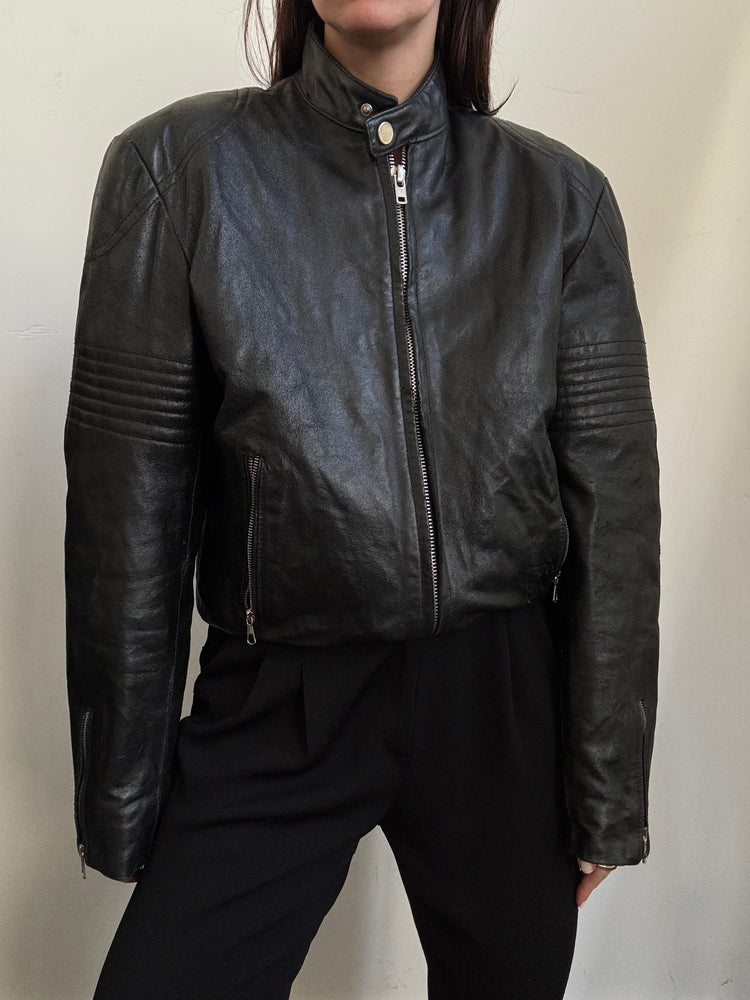 Vintage Italian Black Racing Jacket Size Small