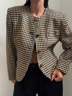 Vintage Gingham Black and Tan Blazer Size Large