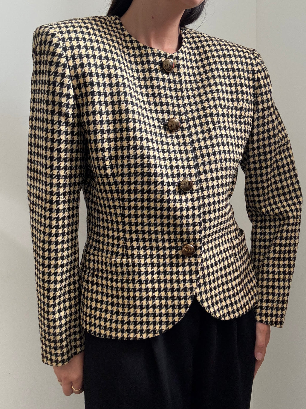 Vintage Gingham Black and Tan Blazer Size Large