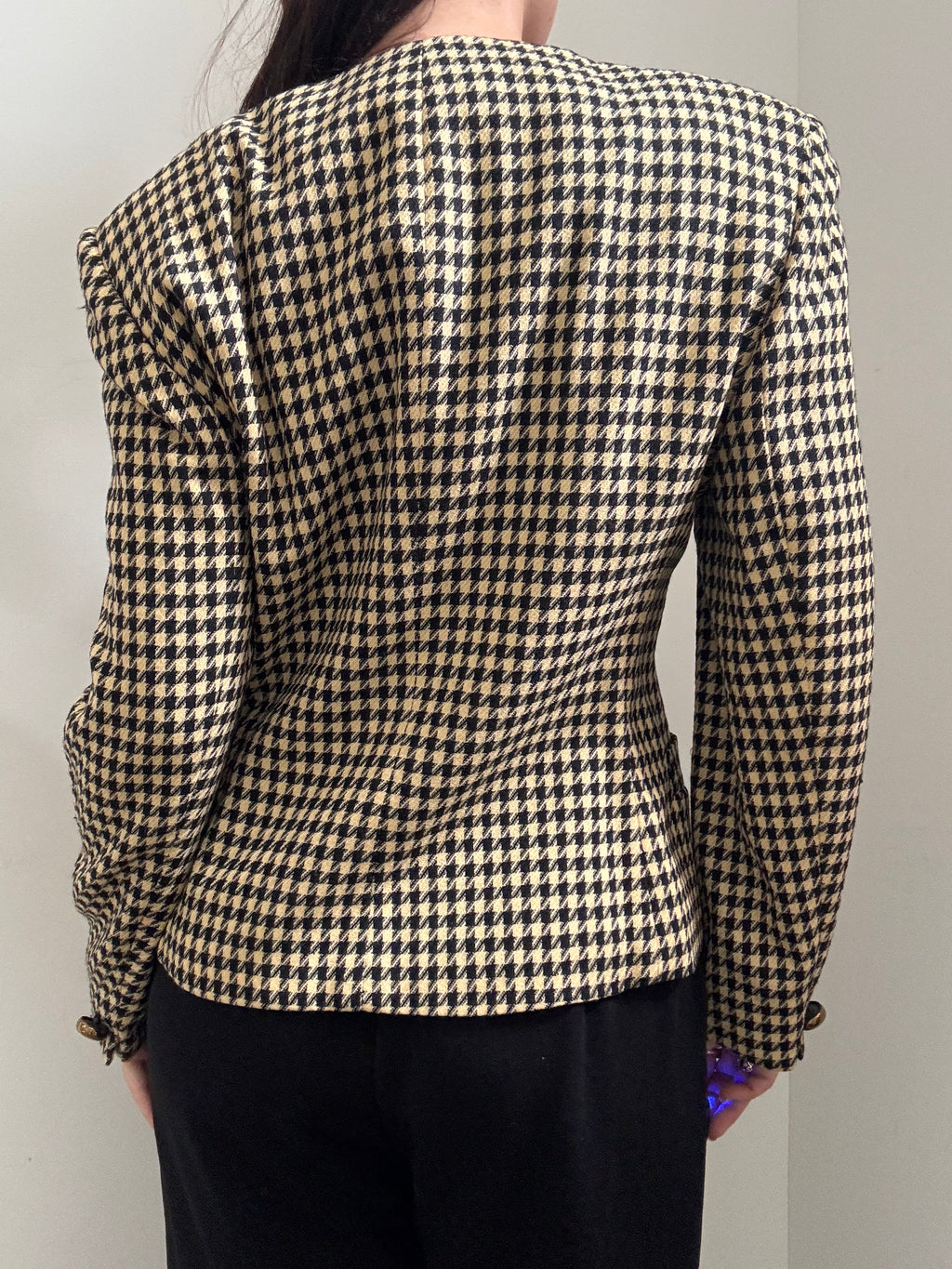 Vintage Gingham Black and Tan Blazer Size Large