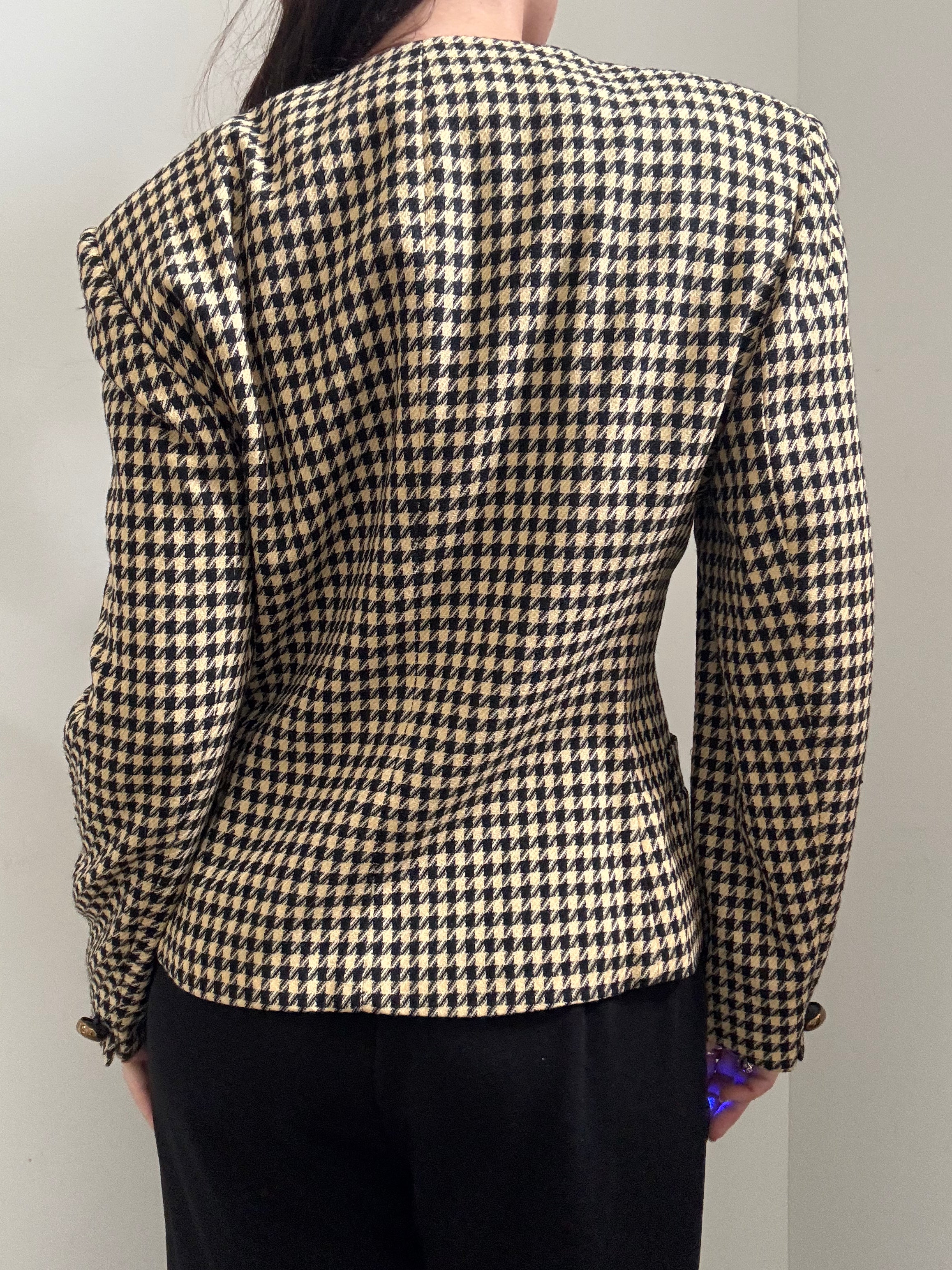 Vintage Gingham Black and Tan Blazer Size Large