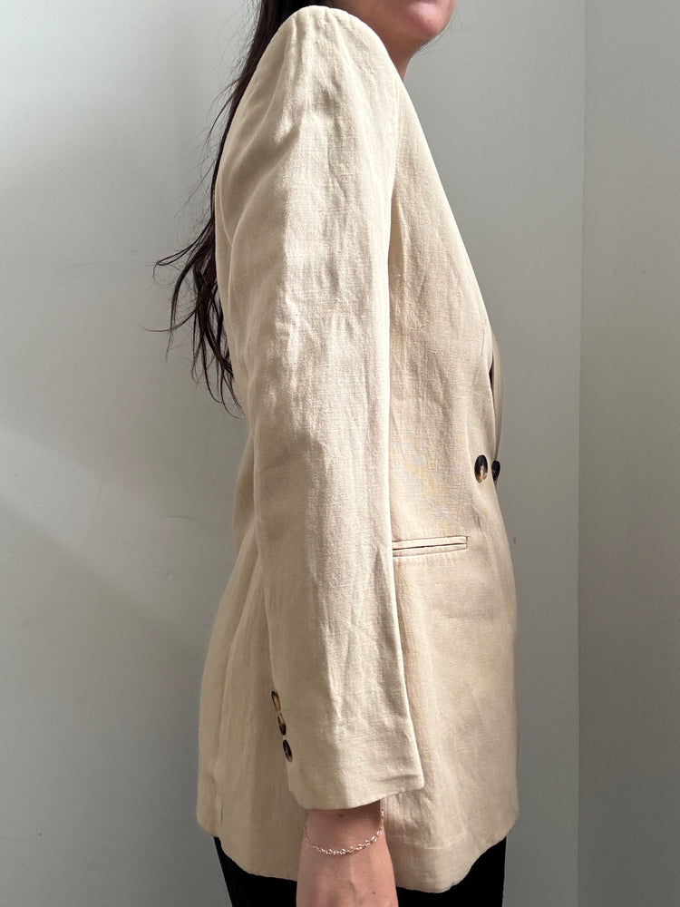 Vintage Beige Flax Blazer Size Small