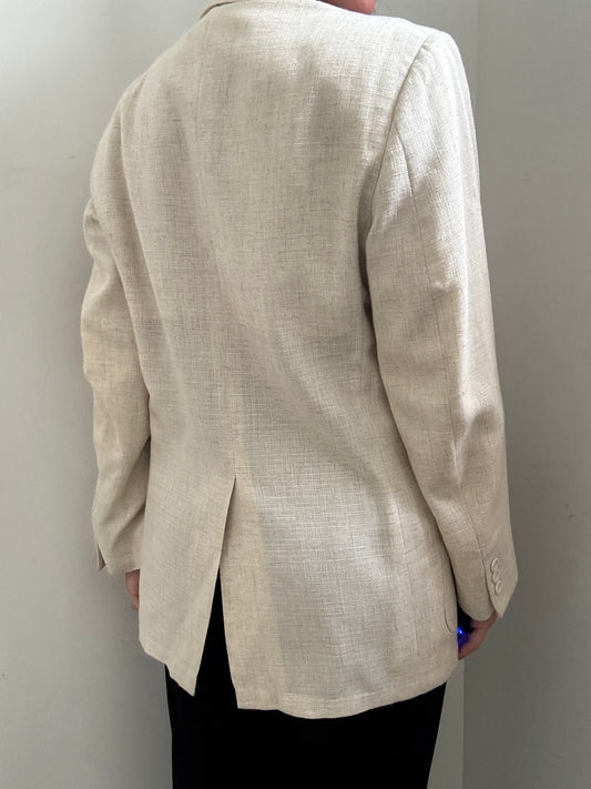 Vintage Flax Linen Blend Blazer Size Small