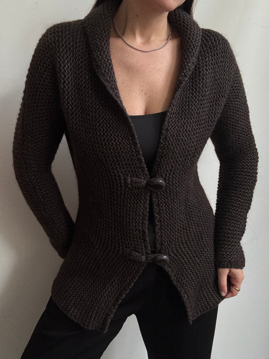 Vintage Brown Mohair + Wool Cardigan Size Small