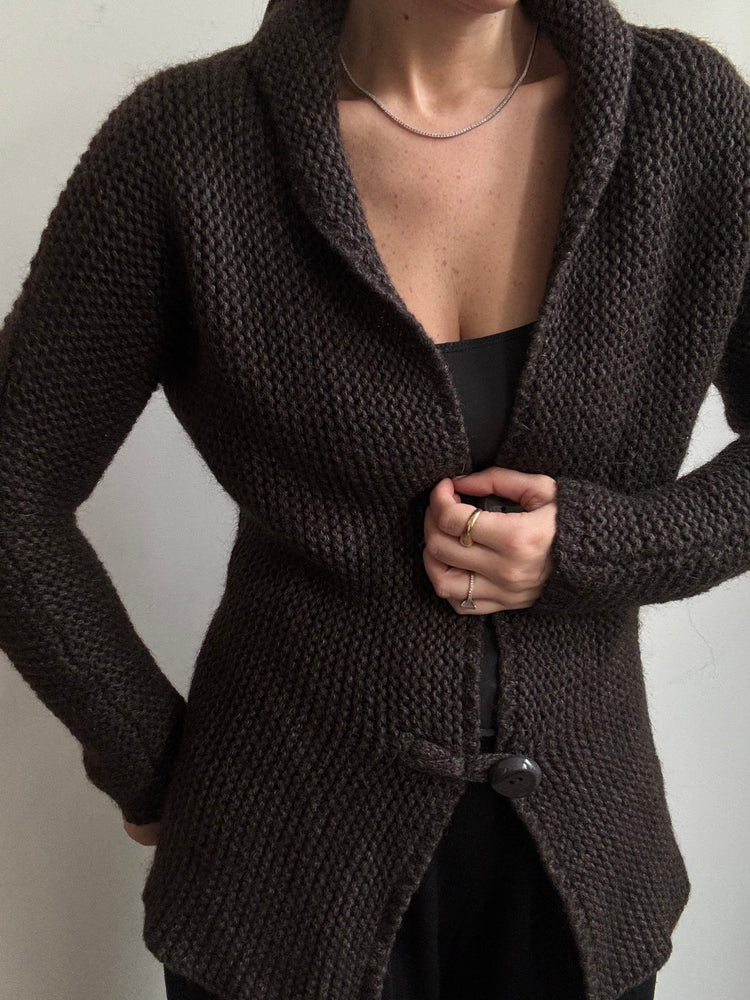 Vintage Brown Mohair + Wool Cardigan Size Small