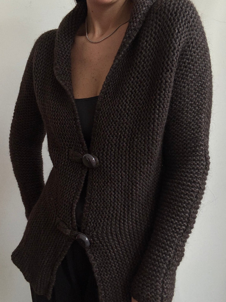 Vintage Brown Mohair + Wool Cardigan Size Small