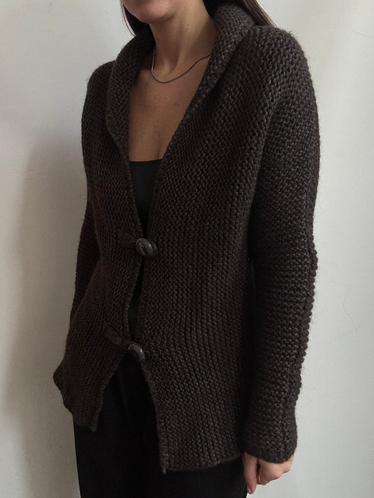 Vintage Brown Mohair + Wool Cardigan Size Small
