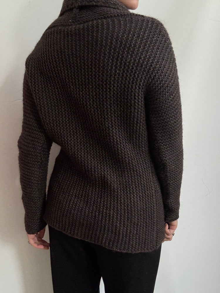 Vintage Brown Mohair + Wool Cardigan Size Small
