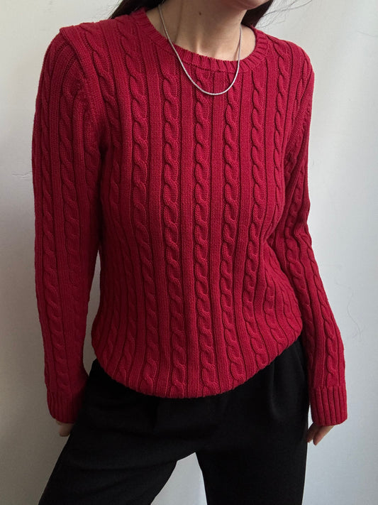 Vintage L.L. Bean Red Cotton Sweater Size Medium