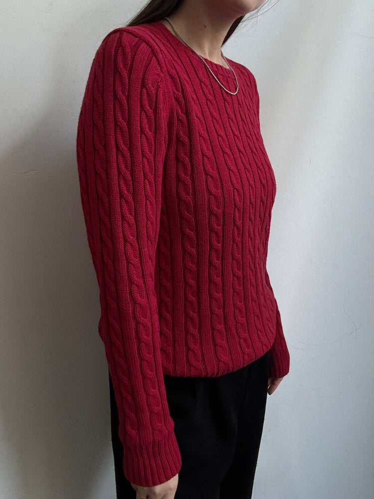 Vintage L.L. Bean Red Cotton Sweater Size Medium