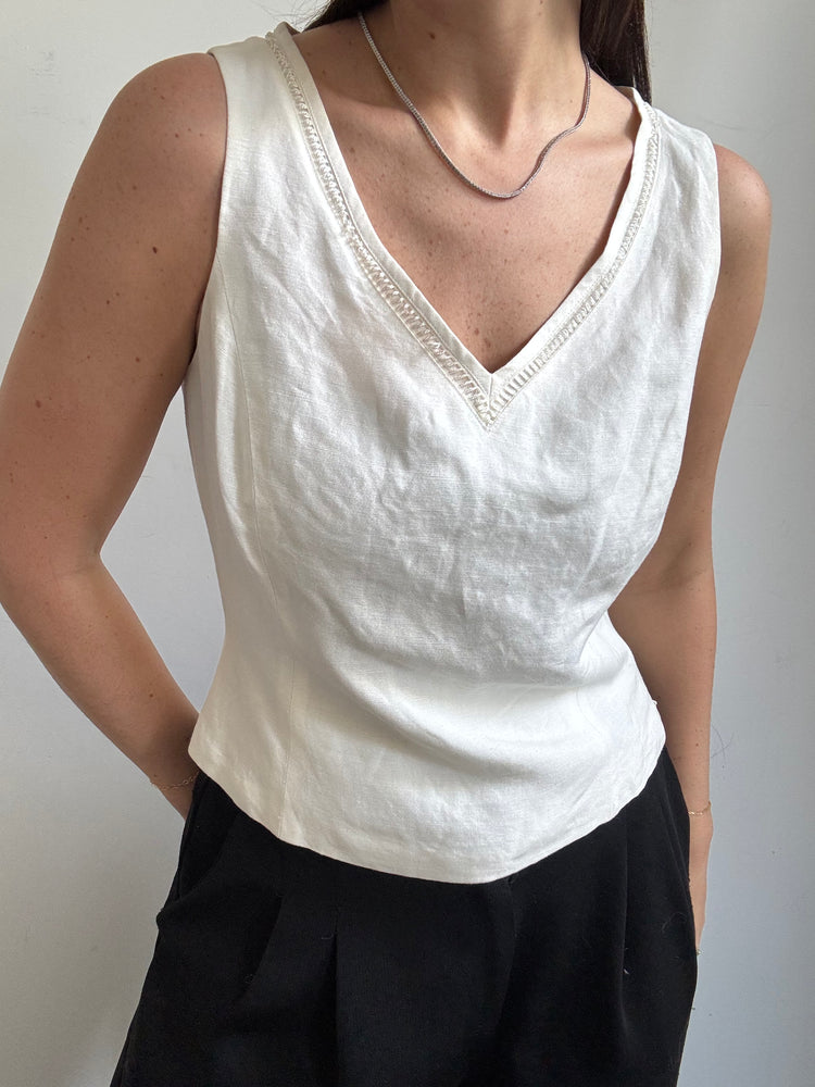 Vintage Linen Fitted Tank Size Small