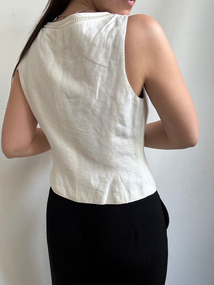 Vintage Linen Fitted Tank Size Small