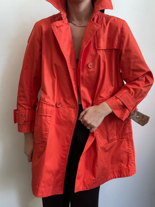 Vintage Herno Cotton Belted Short Trench Coat Size Small