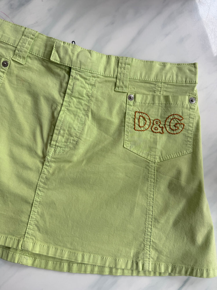 Vintage Dolce & Gabanna Lime Green Denim Skirt Size Medium