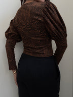 Vintage Zebra Print Puff Sleeve Top Size Medium