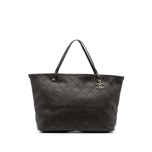 2014XL Chanel Quilted Caviar Shopping Tote