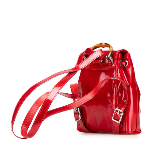 Vintage Gucci Mini Patent Bamboo Drawstring Backpack