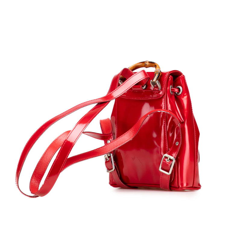 Vintage Gucci Mini Patent Bamboo Drawstring Backpack