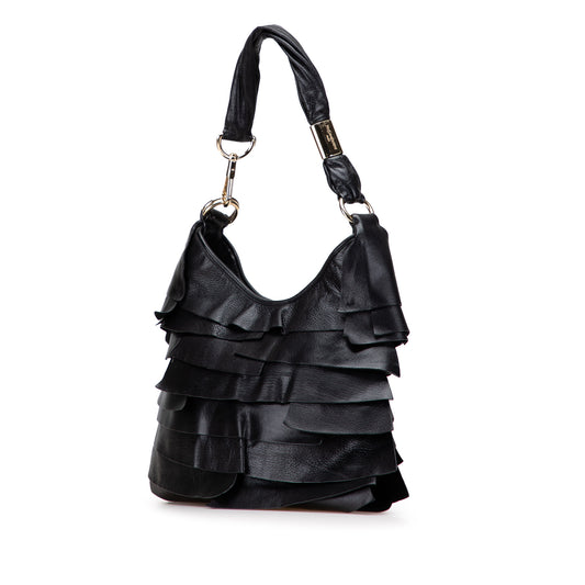 Vintage YVES SAINT LAURENT Ruffled Leather Hobo