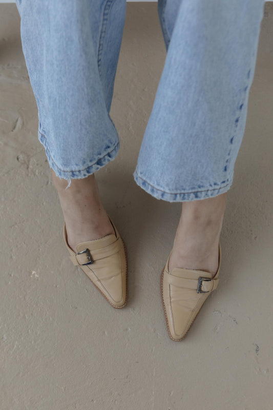 Vintage Tan Leather Mules Size 8