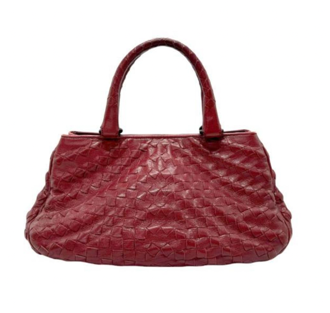 Vintage Bottega Veneta Red Intrecciato Leather Handbag