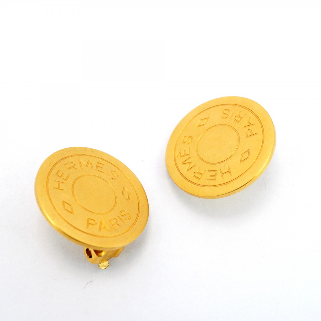 Vintage 1990s Hermes Gold Clip-On Earrings