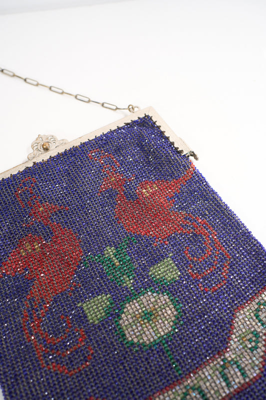 Vintage 1920's Micro Beaded Blue Purse