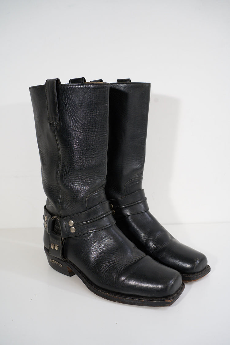 Vintage Black Sendra Moto Boots Size 10