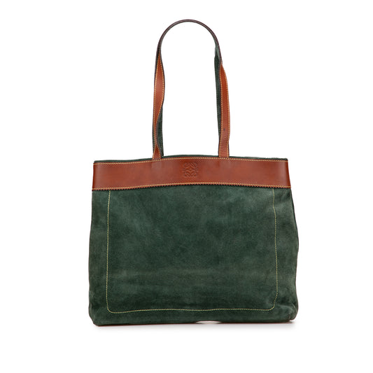 Vintage 2000 Loewe Green Suede Tote
