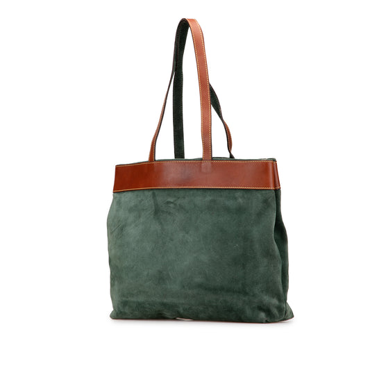 Vintage 2000 Loewe Green Suede Tote